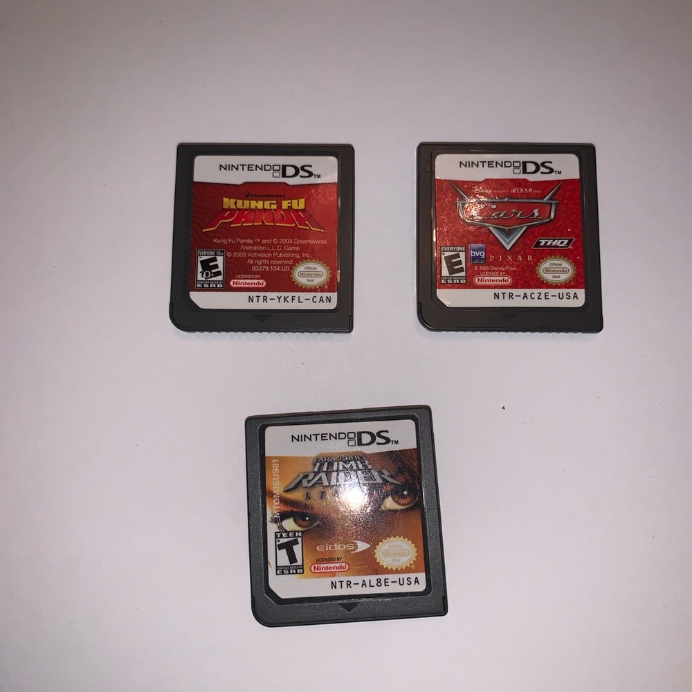 3 Nintendo DS Games - Kung Fu Panda, Cars, Tomb Raider